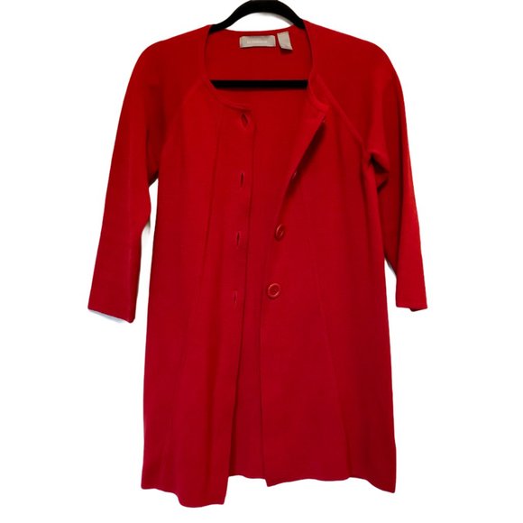 Liz Claiborne Red Crew Neck Cardigan Sweater - Picture 1 of 7